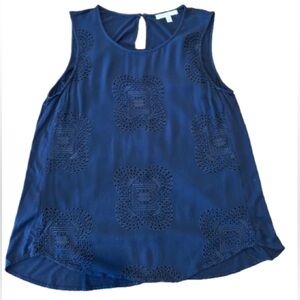 Pale Sky Women’s Elegant Navy Sleeveless Top Size Large
